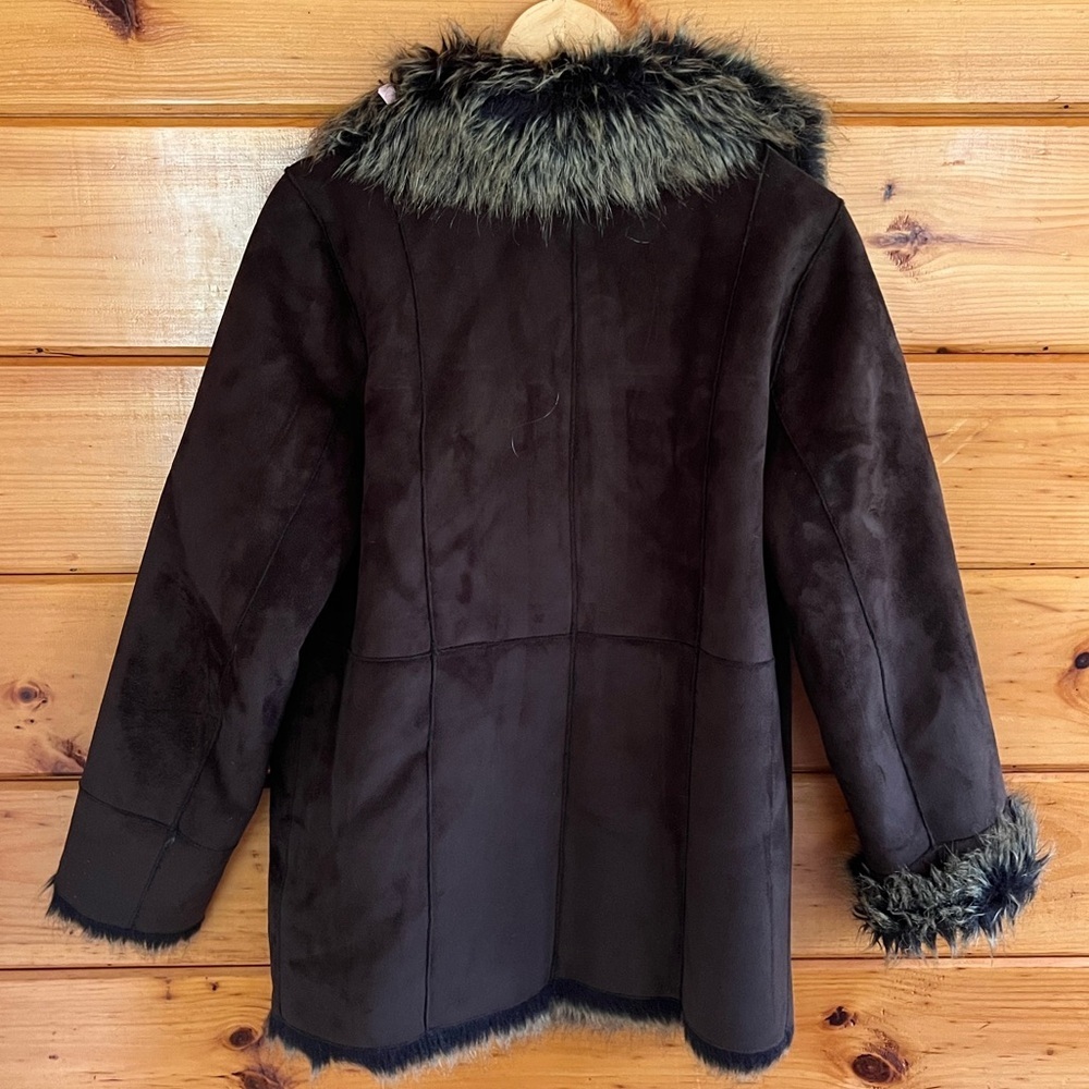 VTG DB SPORT Reversible  Suede Fur 2 Buttons Warm Coat Jacket L - Picture 6 of 8